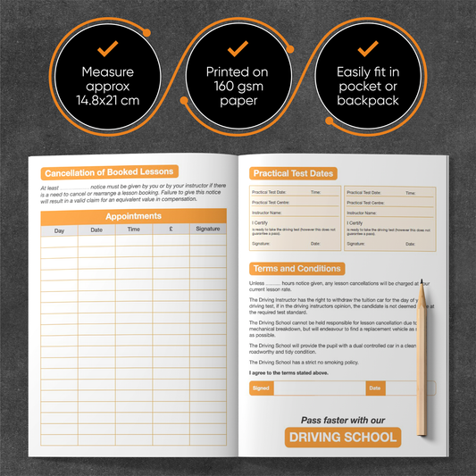 Driving Lessons Progress book for Driving Schools Driving Lessons Progress Book 10-Pack for Driving Schools - Driver Training Ltd