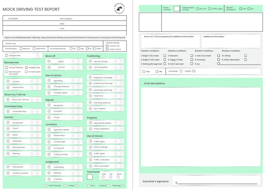 Mock Test Sheets For Driving Schools and Driving Instructors - Driver Training Ltd