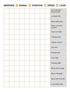 Driving instructor lesson planning grid with MSPSL checklist for ADI Part 3 training