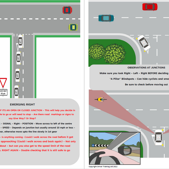 ADI Part 3 Junctions, Turning Emerging, Driving instructor lesson Plans - Driver Training Ltd