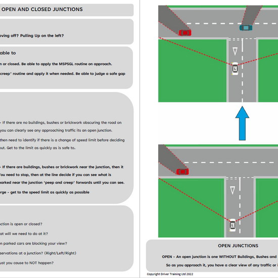 ADI Part 3 Junctions, Turning Emerging, Driving instructor lesson Plans - Driver Training Ltd