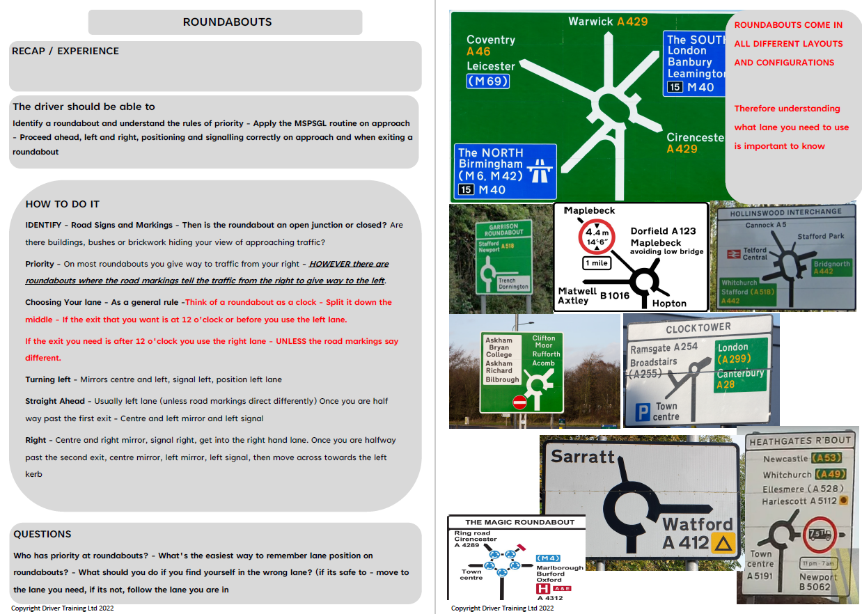 ADI Part 3 Roundabouts ADI Standards Check including Mini and Spiral - Driver Training Ltd