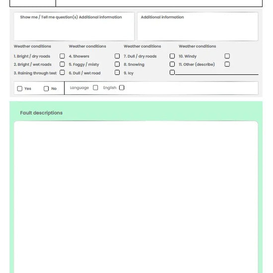 Mock Driving Test Sheets For Driving Schools and Driving Instructors - Driver Training Ltd